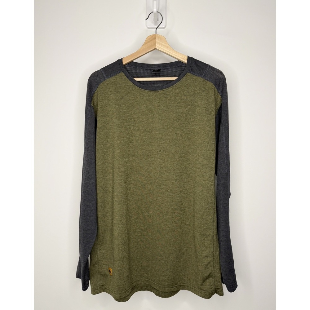 Flylow Raglan Bandit Shirt Mens Large Green Long Sleeve Lightweight Stretch